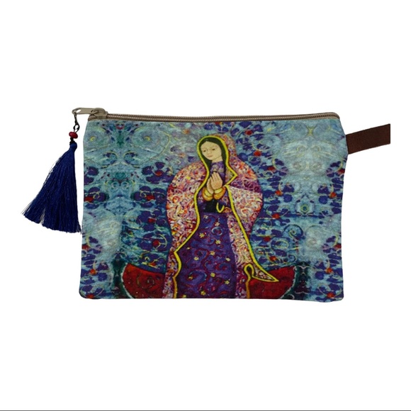 Our Lady of Guadalupe Mexican Virgin Mary Wristlet Makeup Bag Pencil Pouch
